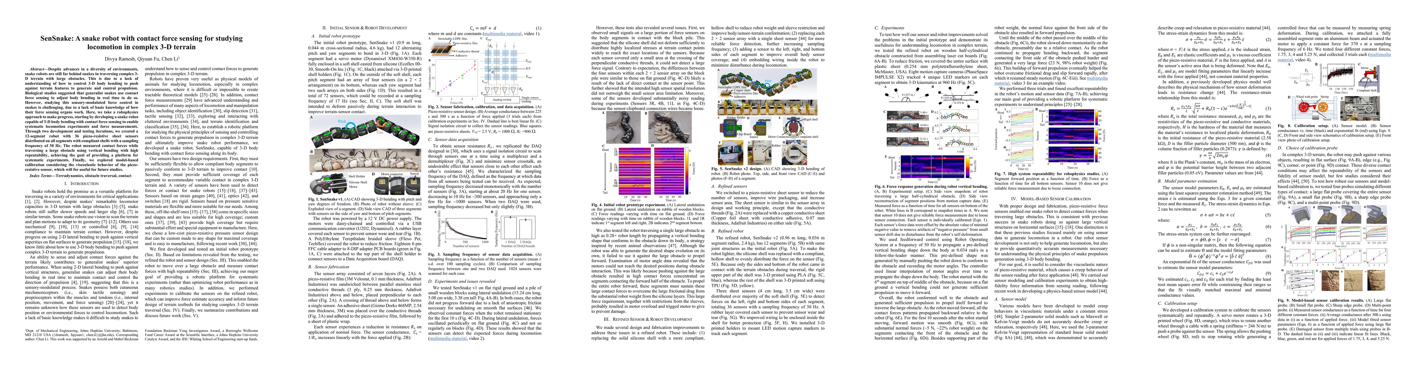 Thumbnail for SenSnake: A snake robot with contact force sensing for studying
  locomotion in complex 3-D terrain