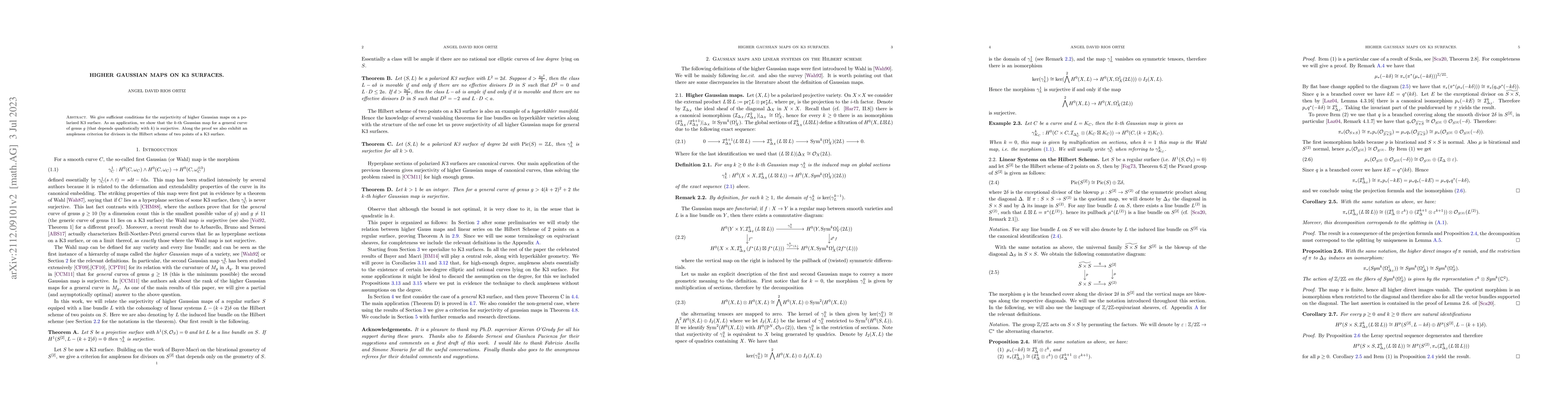 Thumbnail for Higher Gaussian Maps on K3 surfaces