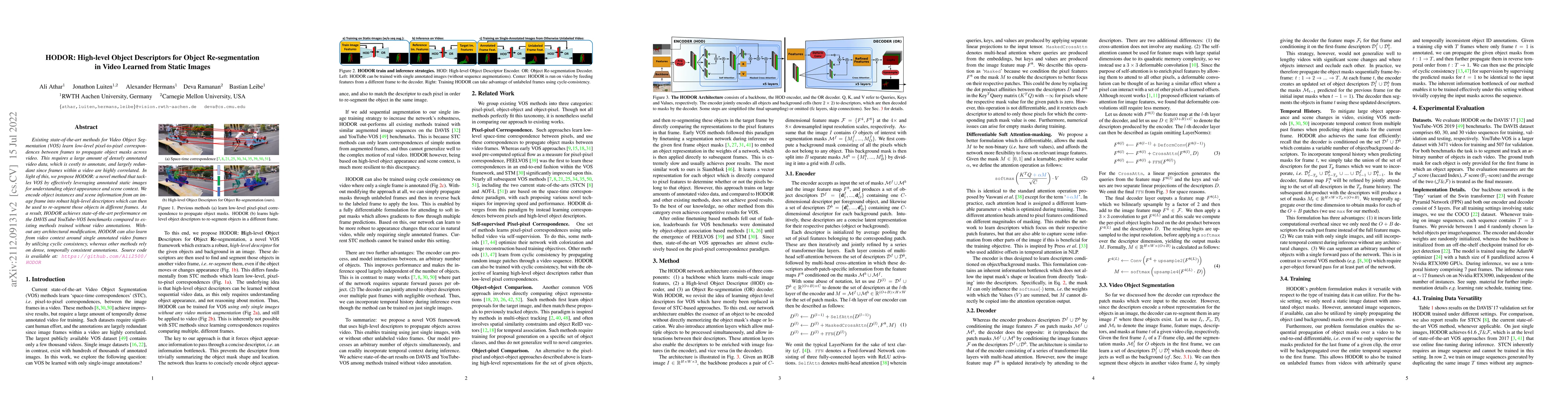 Thumbnail for HODOR: High-level Object Descriptors for Object Re-segmentation in Video
  Learned from Static Images