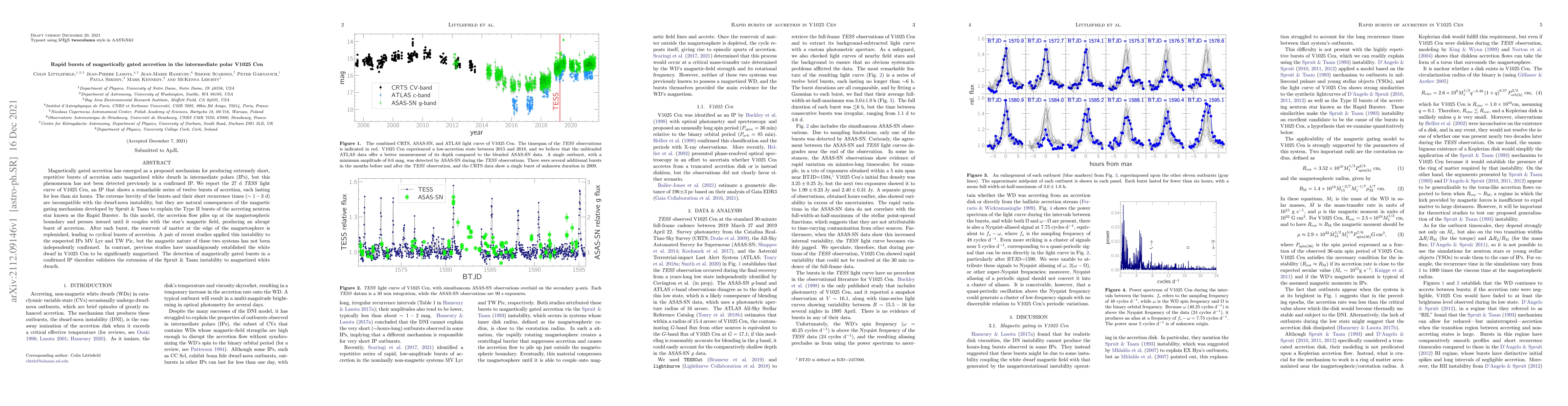 Thumbnail for Rapid bursts of magnetically gated accretion in the intermediate polar
  V1025 Cen