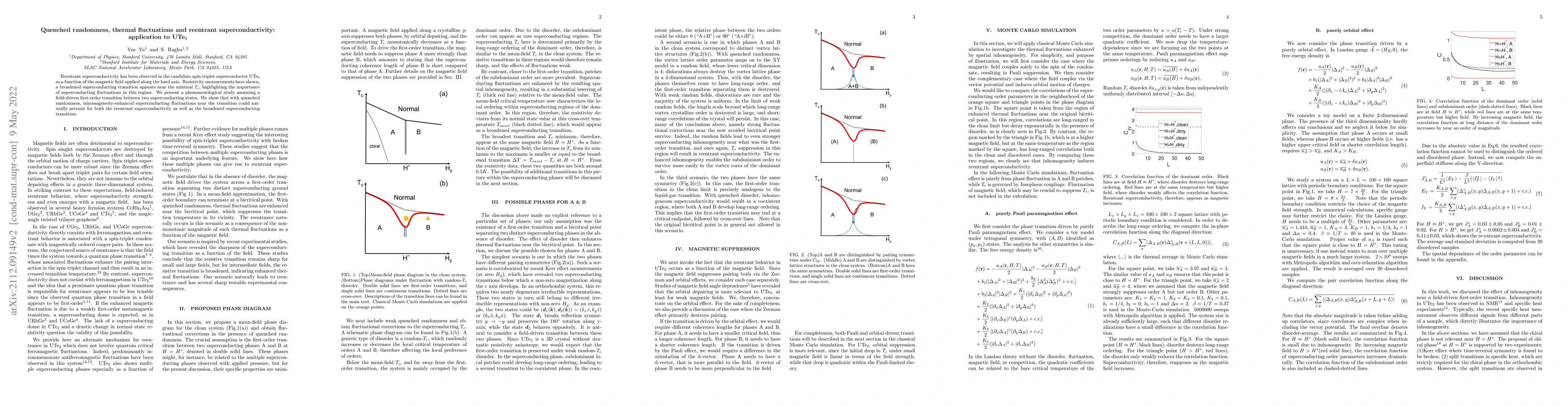 Thumbnail for Quenched randomness, thermal fluctuations and reentrant
  superconductivity: application to UTe$_2$