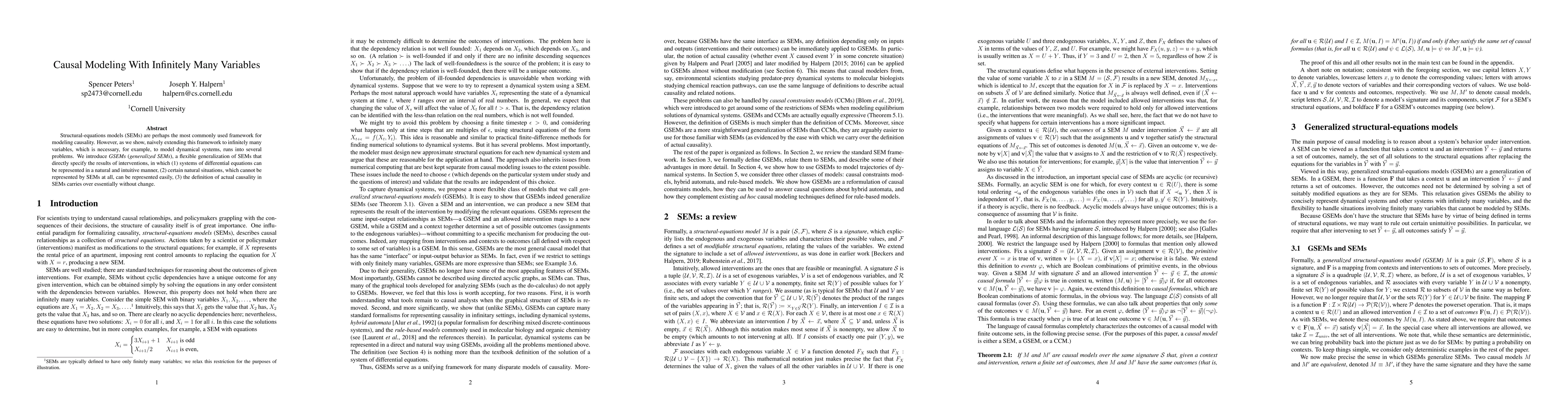 Thumbnail for Causal Modeling With Infinitely Many Variables