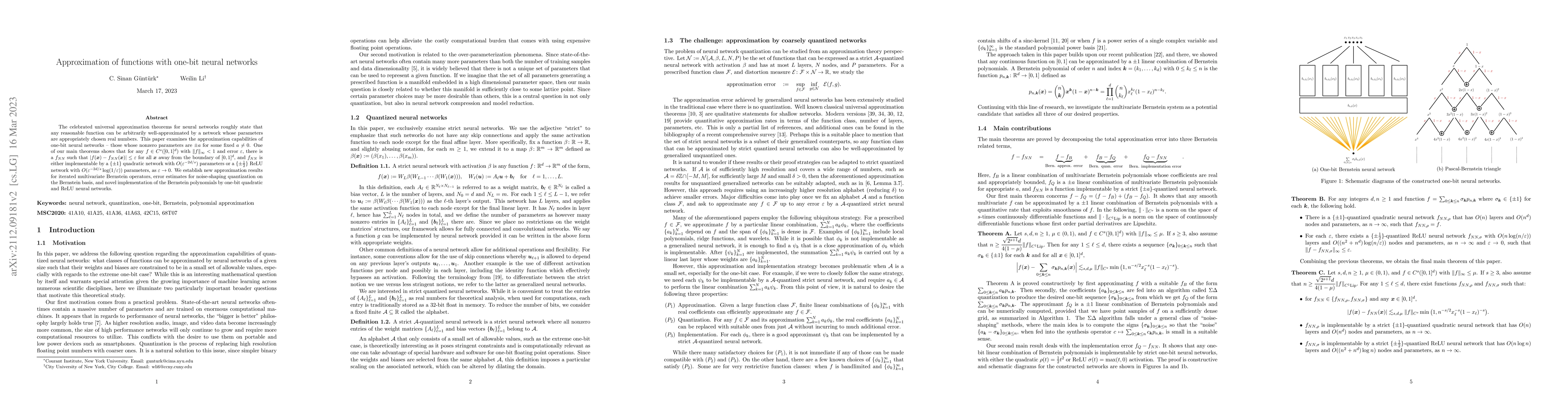 Thumbnail for Approximation of functions with one-bit neural networks