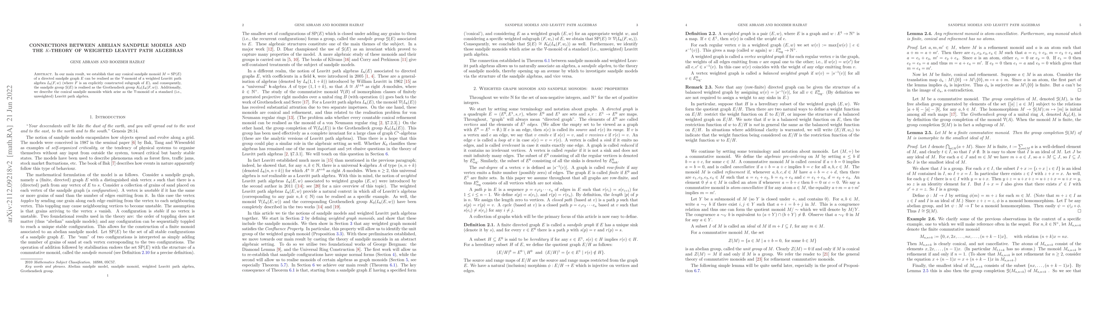 Thumbnail for Connections between Abelian sandpile models and the $K$-theory of
  weighted Leavitt path algebras
