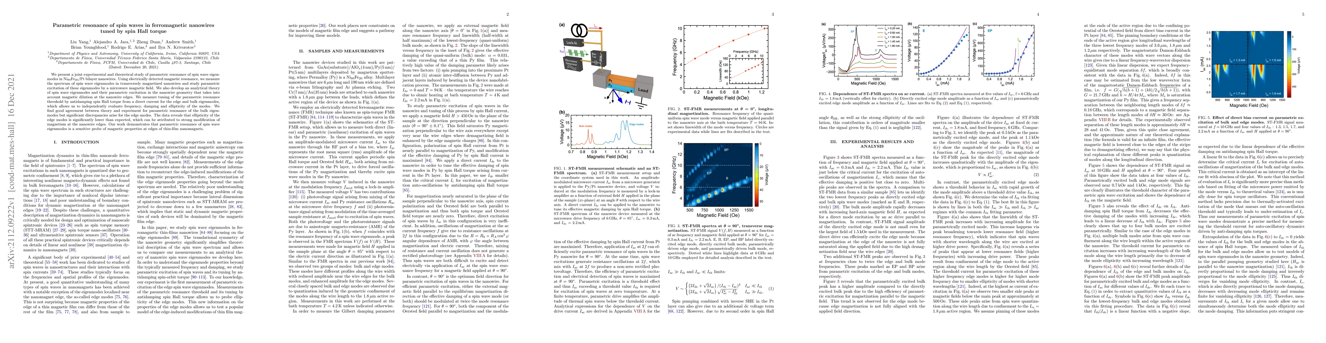 Thumbnail for Parametric resonance of spin waves in ferromagnetic nanowires tuned by
  spin Hall torque
