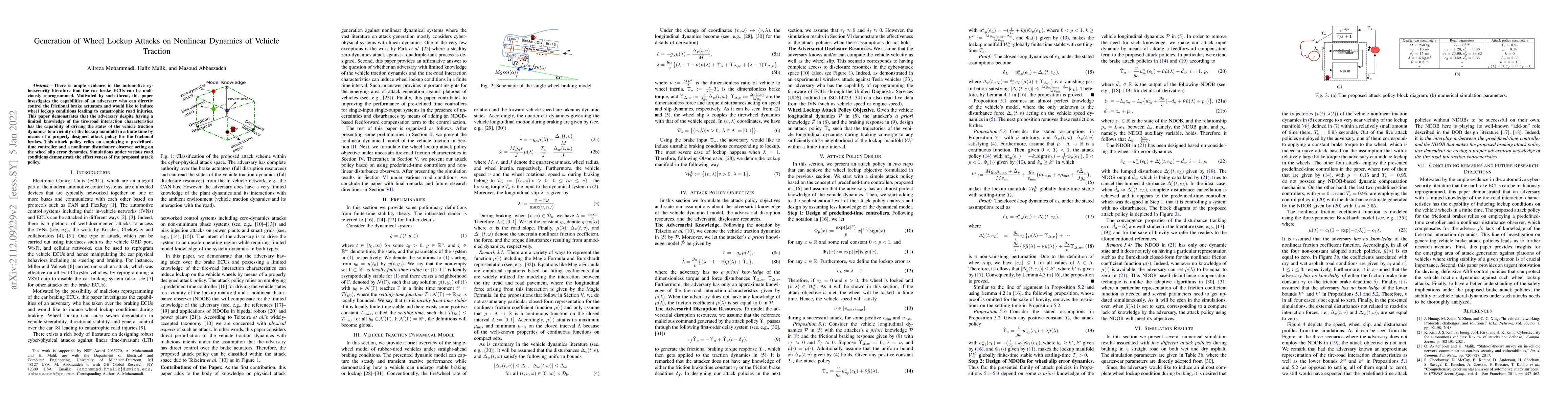 Thumbnail for Generation of Wheel Lockup Attacks on Nonlinear Dynamics of Vehicle
  Traction