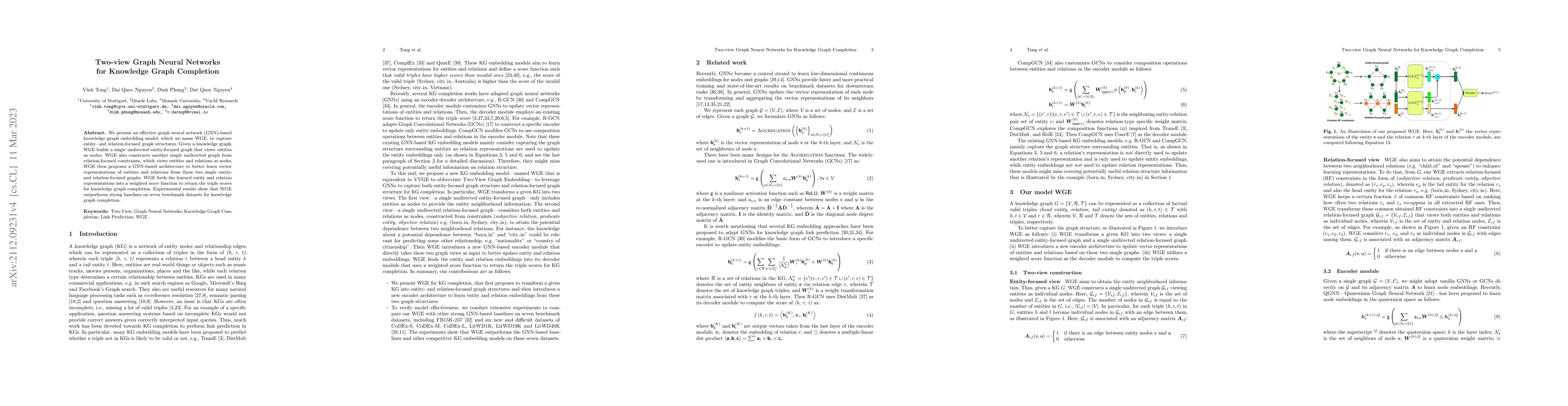 Thumbnail for Two-view Graph Neural Networks for Knowledge Graph Completion