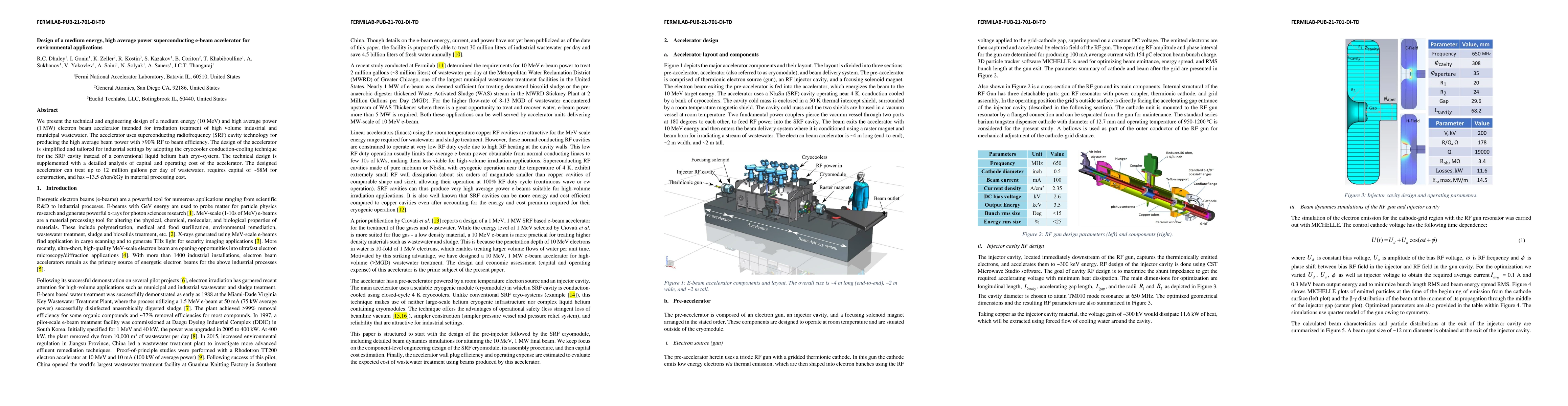 Thumbnail for Design of a medium energy, high average power superconducting e-beam
  accelerator for environmental applications