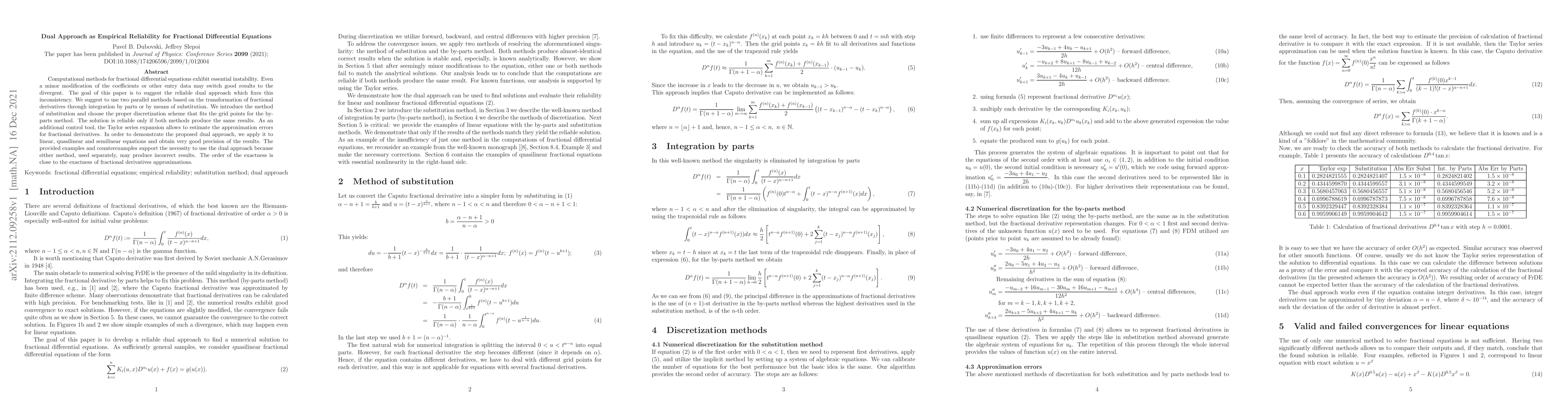 Thumbnail for Dual Approach as Empirical Reliability for Fractional Differential
  Equations