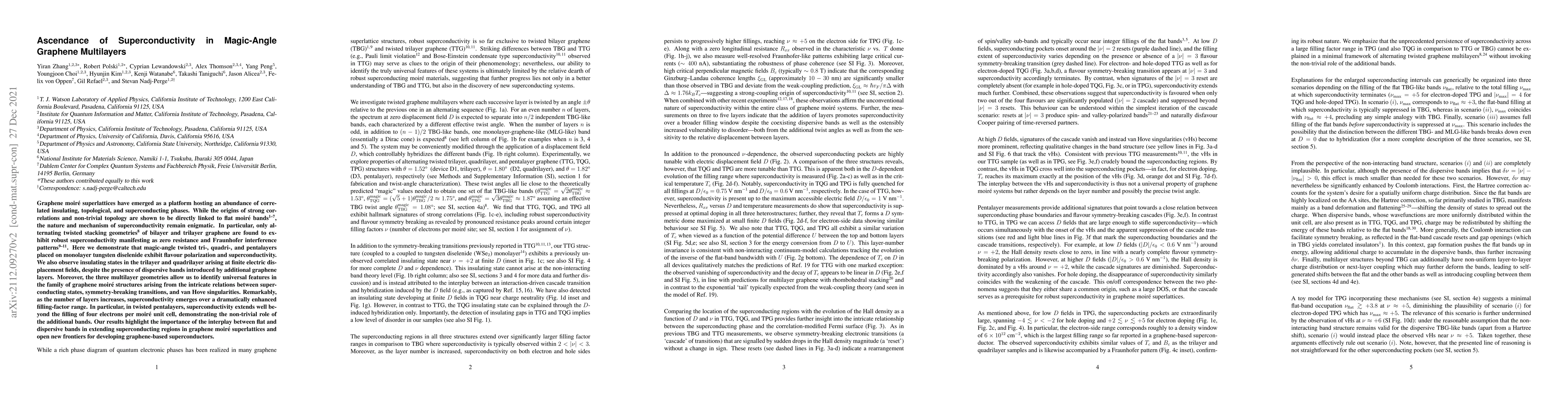 Thumbnail for Ascendance of Superconductivity in Magic-Angle Graphene Multilayers