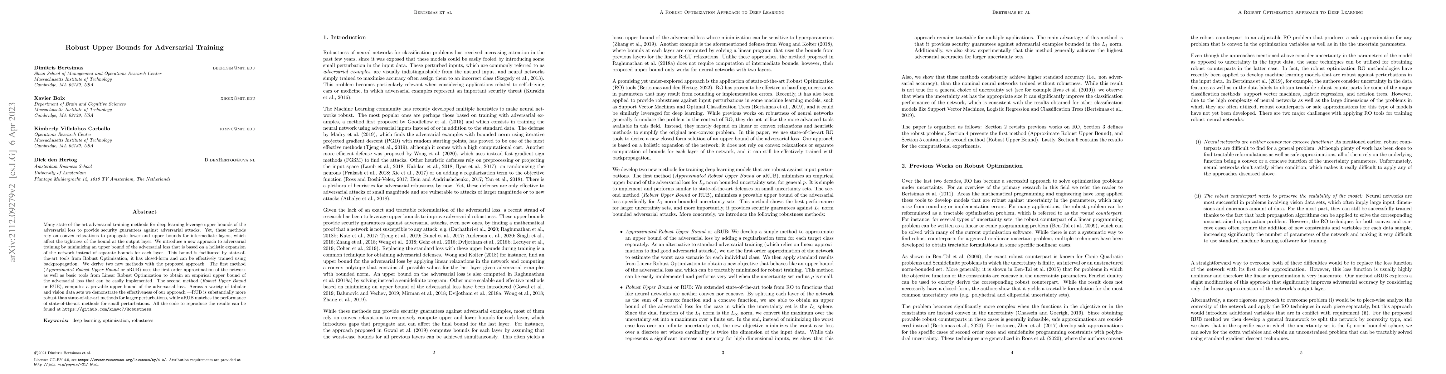 Thumbnail for Robust Upper Bounds for Adversarial Training