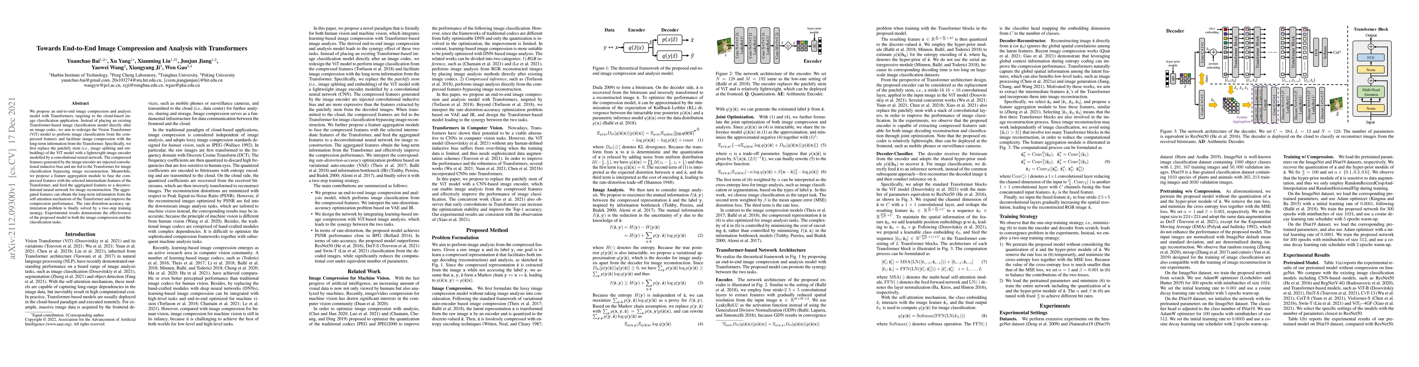Thumbnail for Towards End-to-End Image Compression and Analysis with Transformers