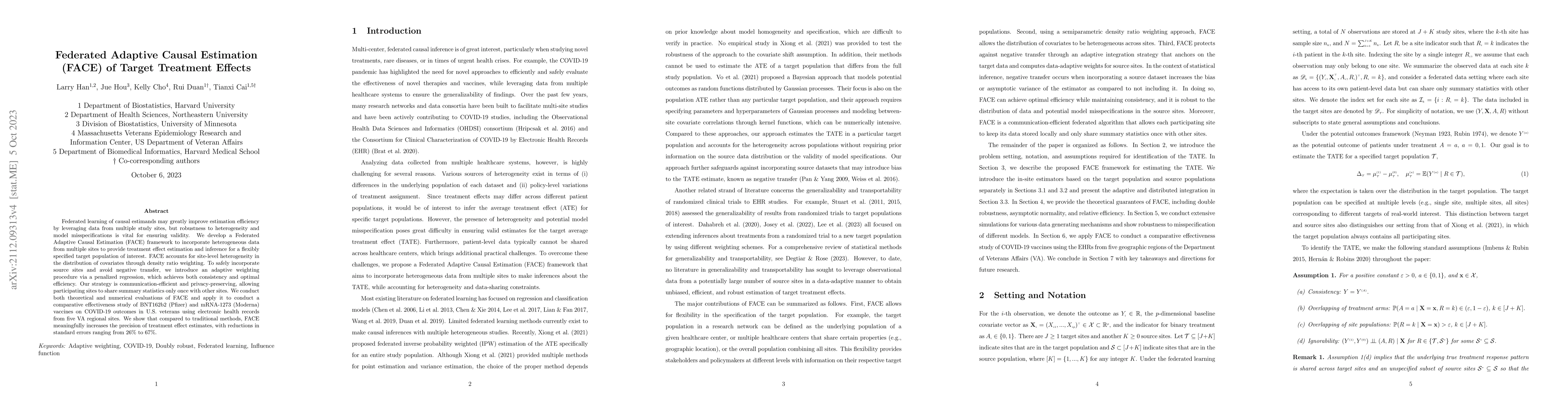 Thumbnail for Federated Adaptive Causal Estimation (FACE) of Target Treatment Effects