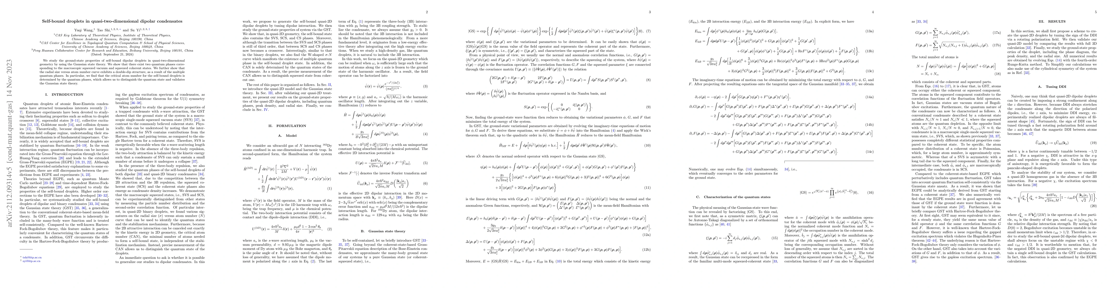Thumbnail for Self-bound droplets in quasi-two-dimensional dipolar condensates