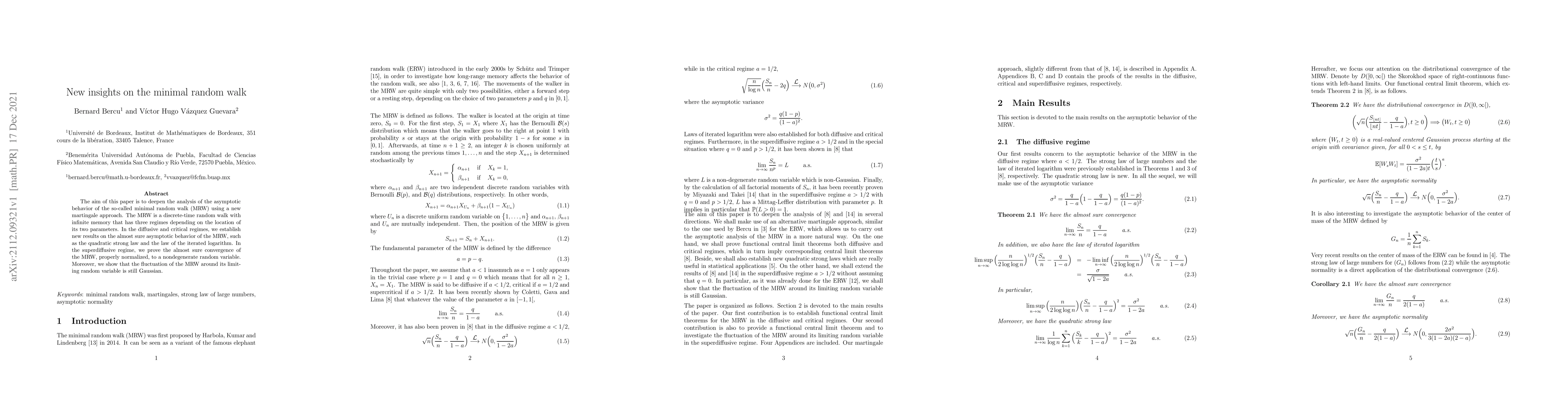 Thumbnail for New insights on the minimal random walk