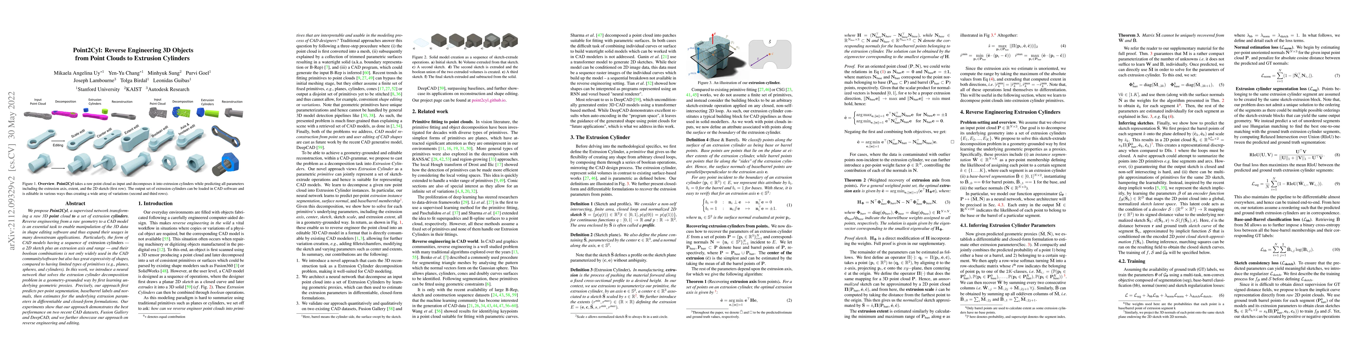 Thumbnail for Point2Cyl: Reverse Engineering 3D Objects from Point Clouds to Extrusion
  Cylinders