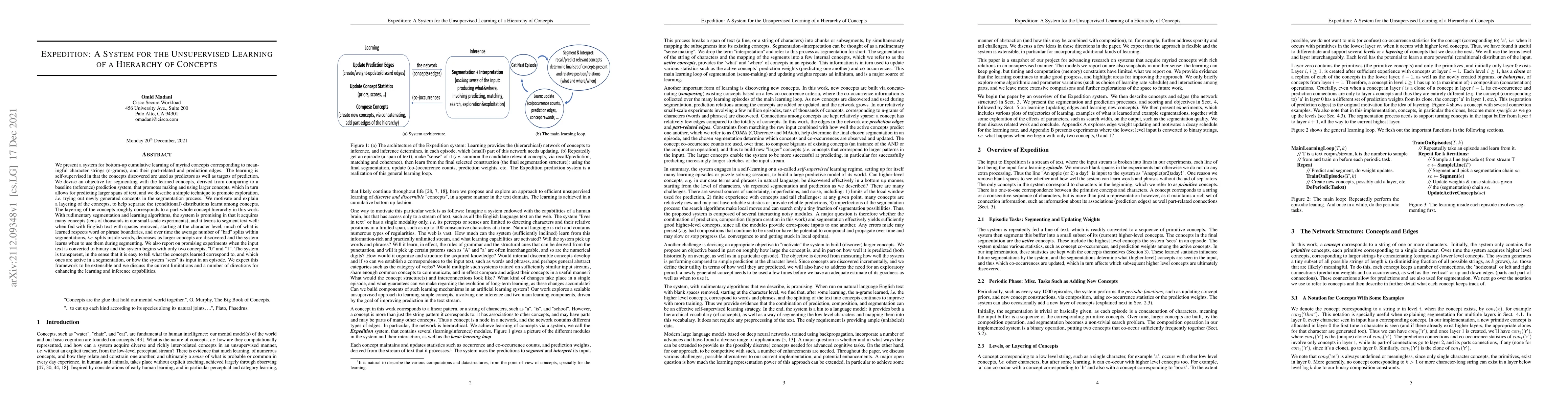 Thumbnail for Expedition: A System for the Unsupervised Learning of a Hierarchy of
  Concepts