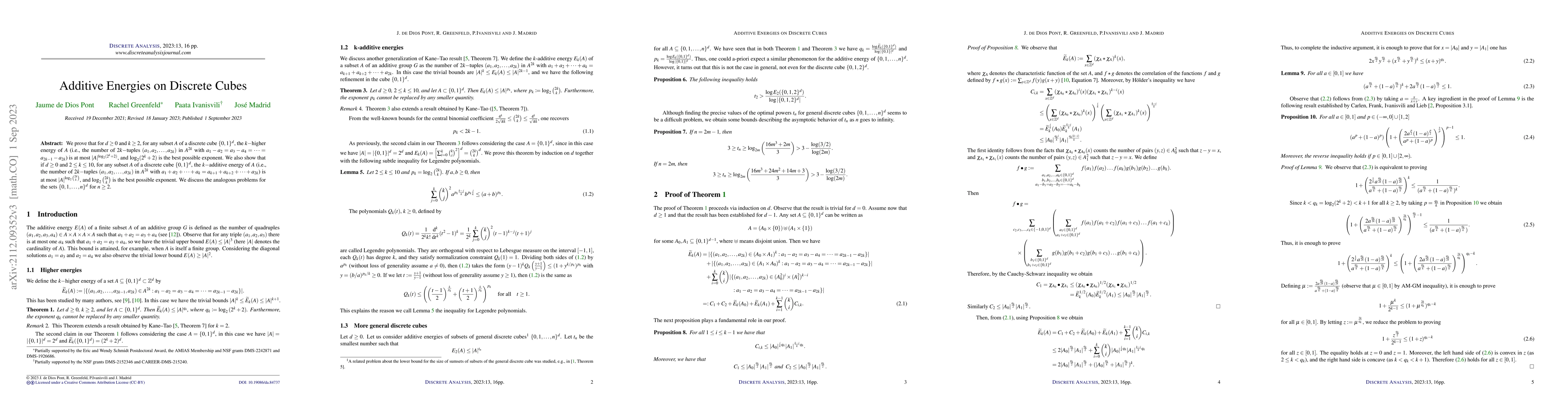 Thumbnail for Additive energies on discrete cubes