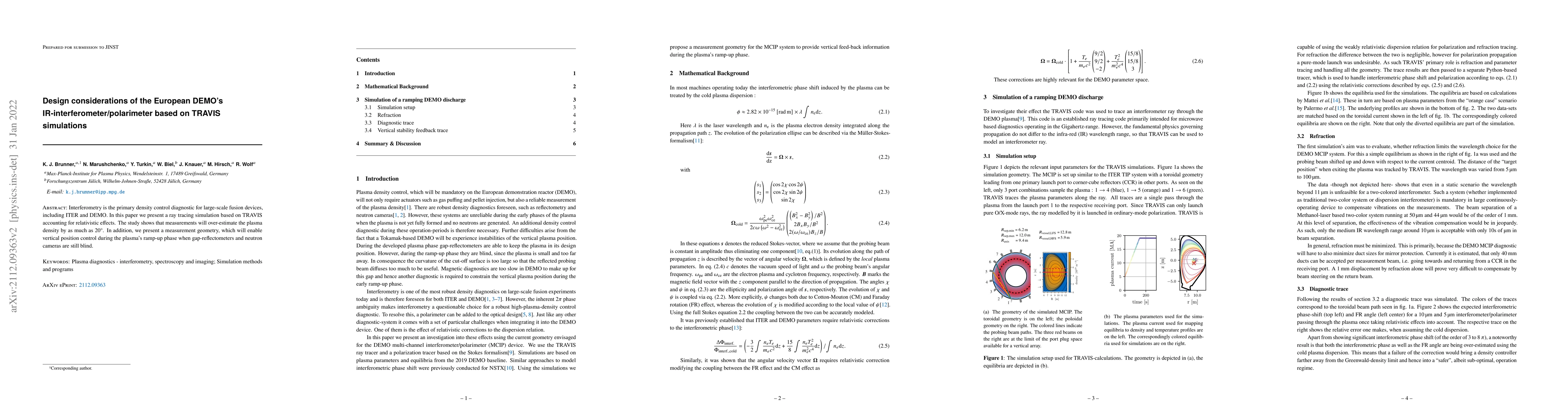 Thumbnail for Design considerations of the European DEMO's
  IR-interferometer/polarimeter based on TRAVIS simulations