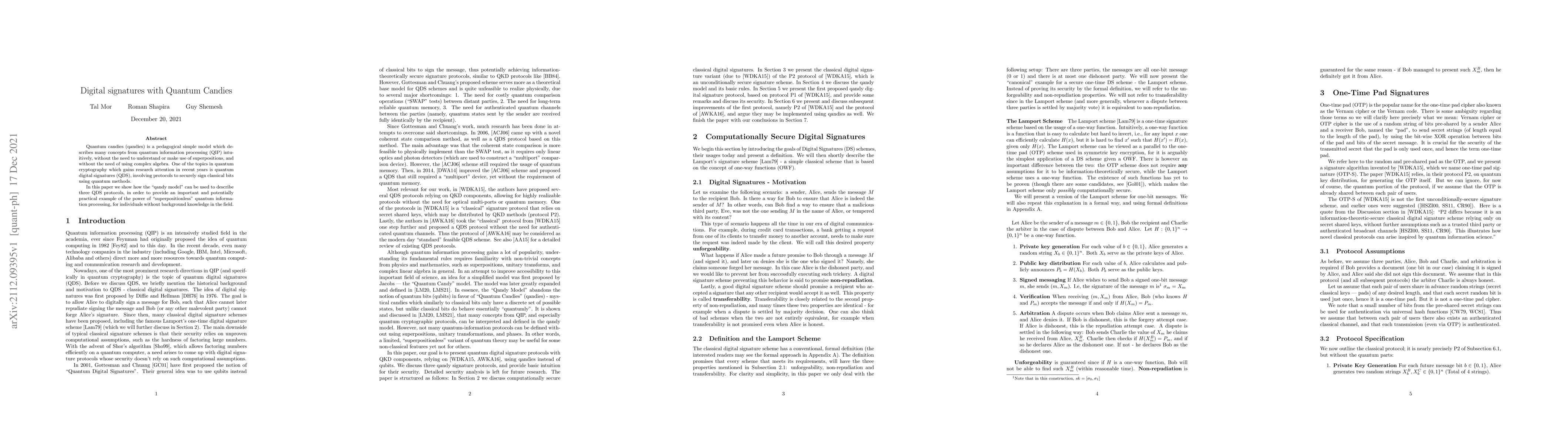 Thumbnail for Digital signatures with Quantum Candies