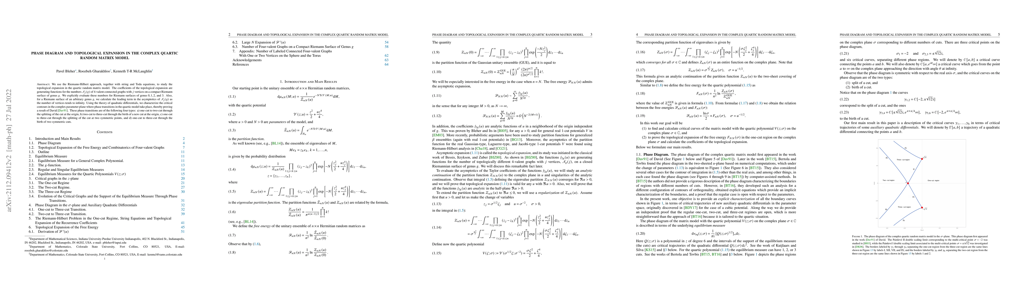 Thumbnail for Phase Diagram and Topological Expansion in the Complex Quartic Random
  Matrix Model