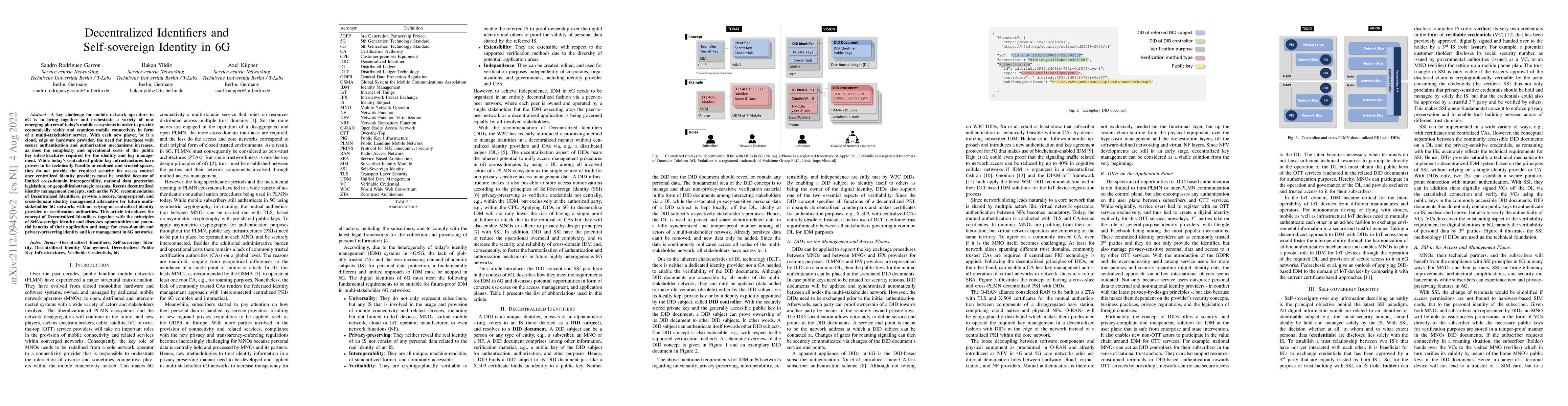 Thumbnail for Decentralized Identifiers and Self-sovereign Identity in 6G