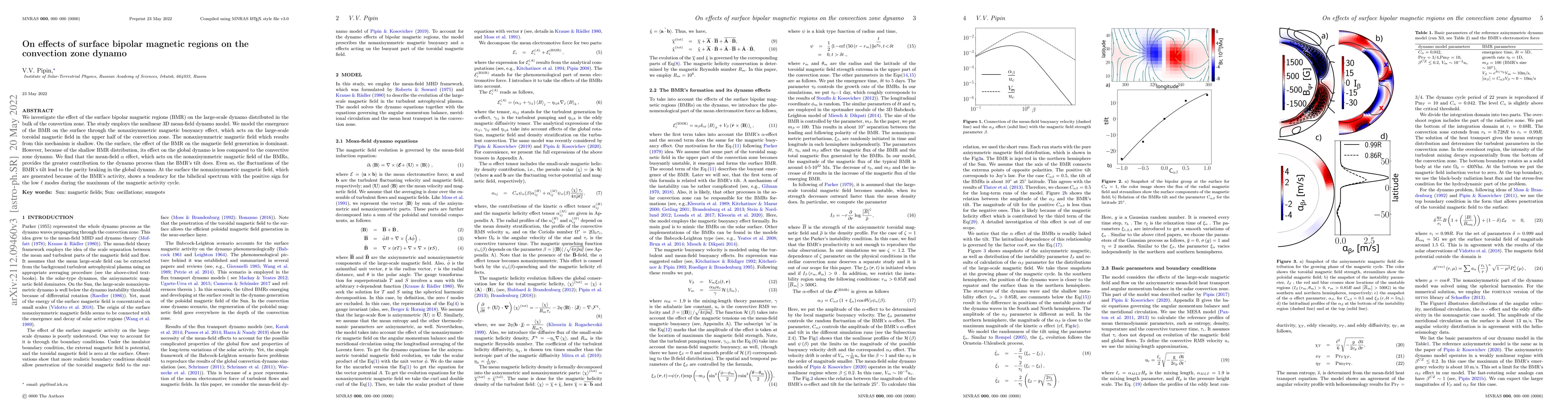 Thumbnail for On effects of surface bipolar magnetic regions on the convection zone
  dynamo