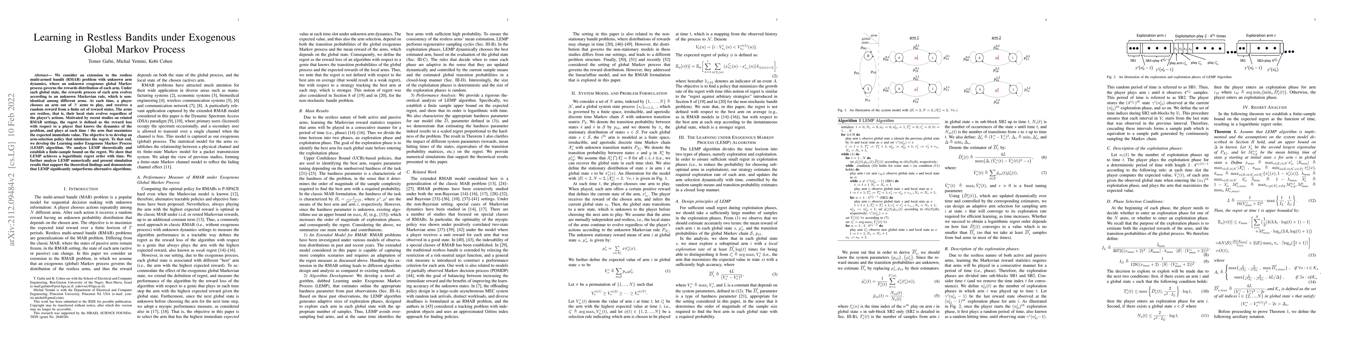 Thumbnail for Learning in Restless Bandits under Exogenous Global Markov Process