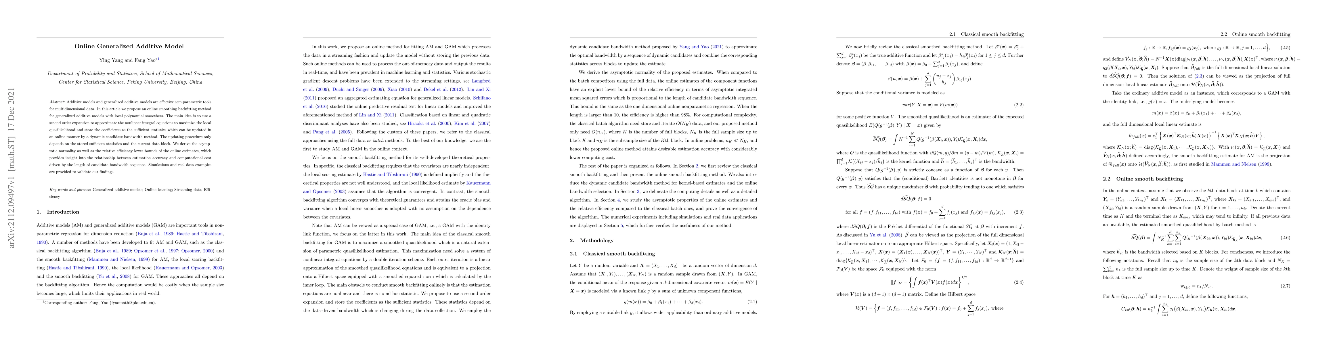 Thumbnail for Online Generalized Additive Model