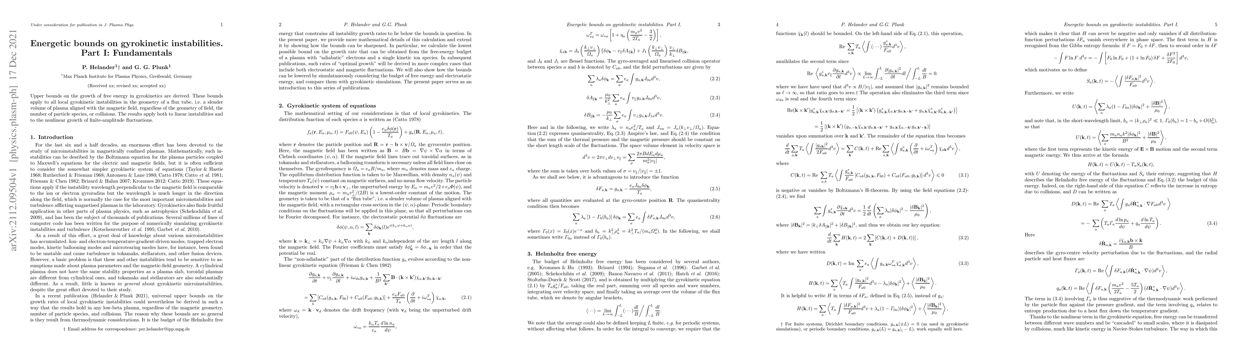 Thumbnail for Energetic bounds on gyrokinetic instabilities. Part I: Fundamentals