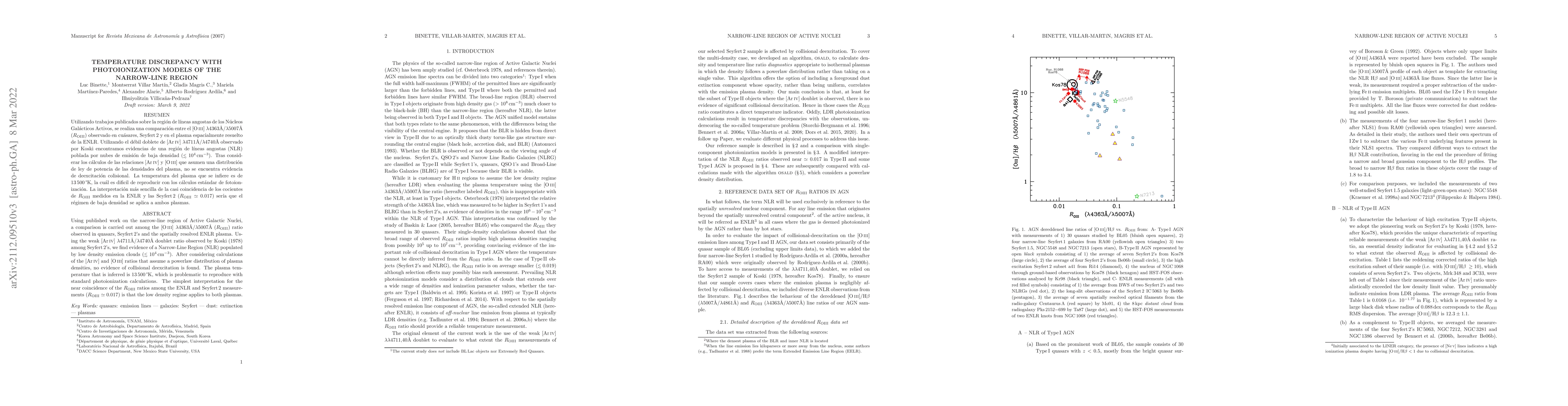 Thumbnail for Temperature Discrepancy with Photoionization Models of the Narrow Line
  Region