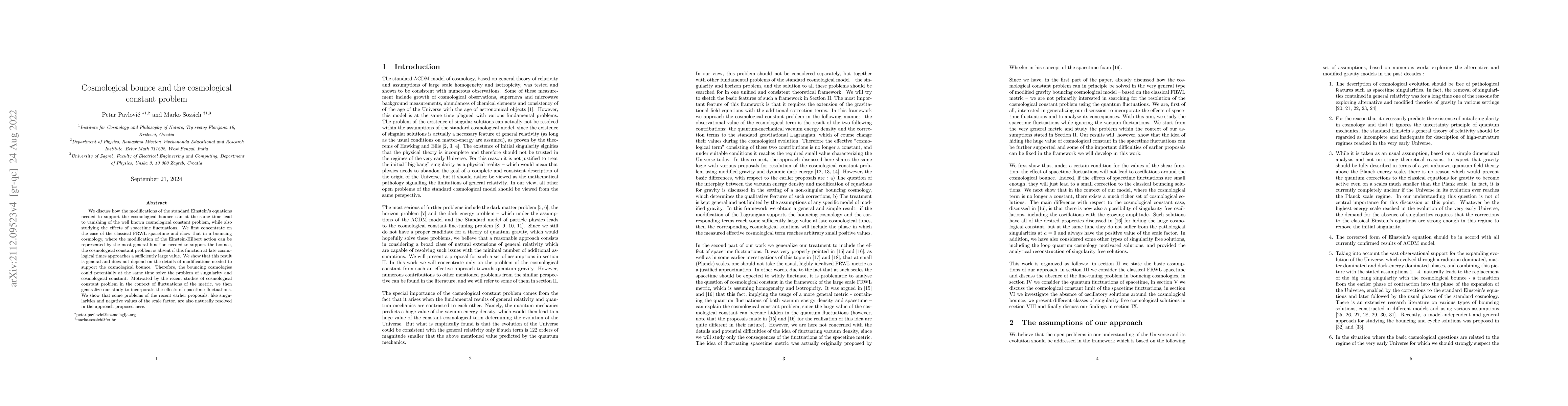 Thumbnail for Cosmological bounce and the cosmological constant problem