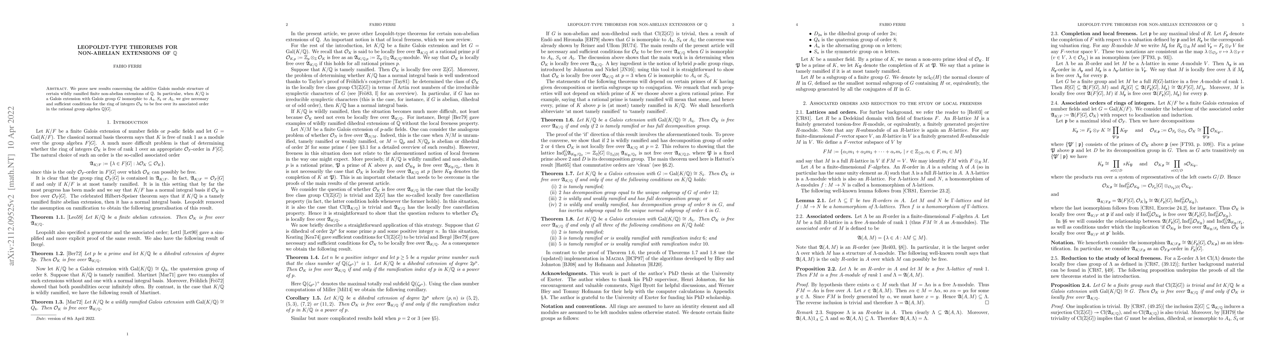 Thumbnail for Leopoldt-type theorems for non-abelian extensions of Q