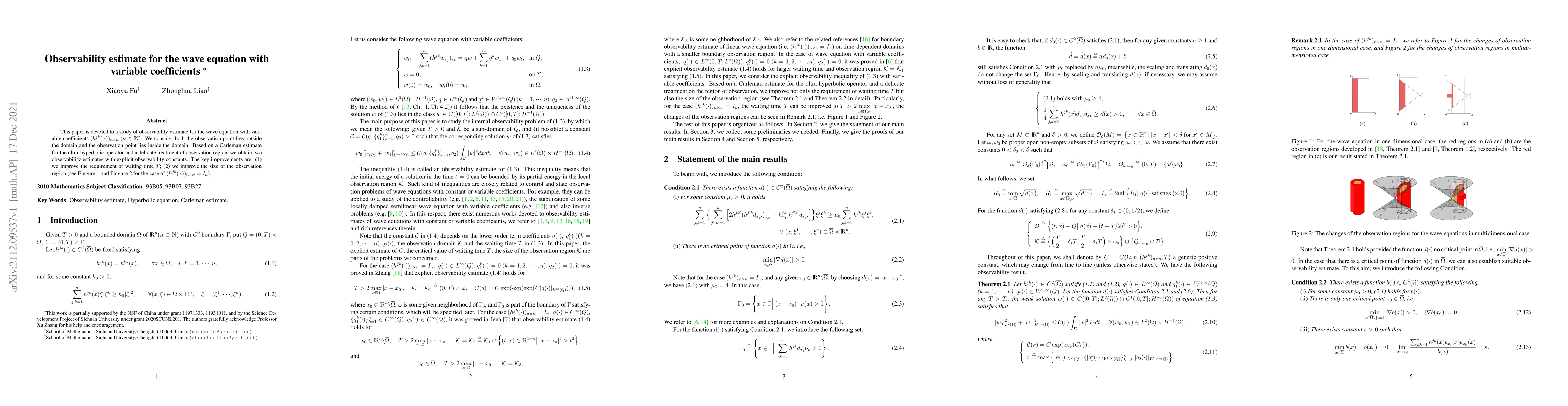 Thumbnail for Observability estimate for the wave equation with variable coefficients