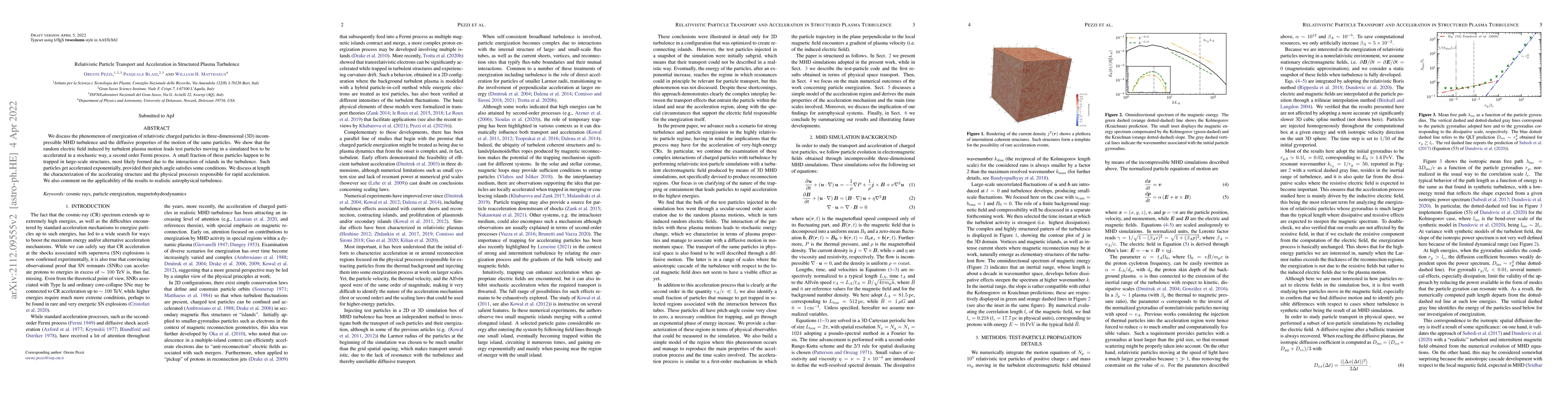 Thumbnail for Relativistic Particle Transport and Acceleration in Structured Plasma
  Turbulence