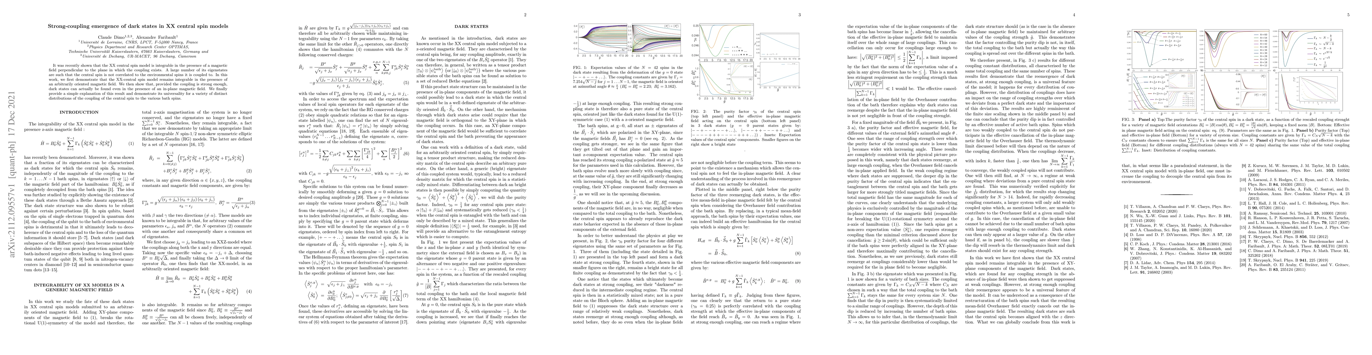 Thumbnail for Strong-coupling emergence of dark states in XX central spin models