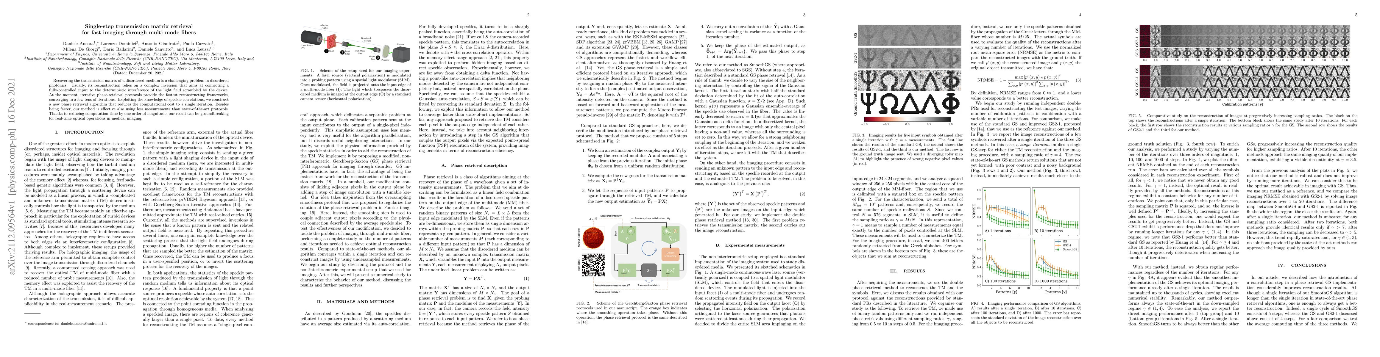 Thumbnail for Single-step transmission matrix retrieval for fast imaging through
  multi-mode fibers