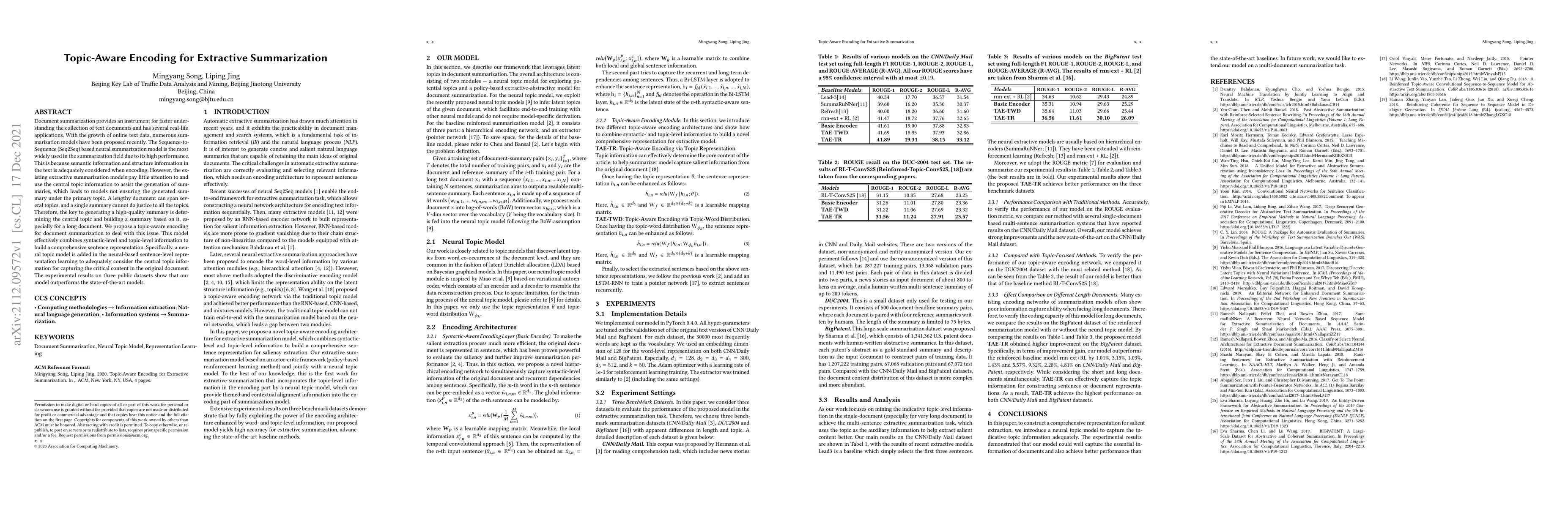 Thumbnail for Topic-Aware Encoding for Extractive Summarization