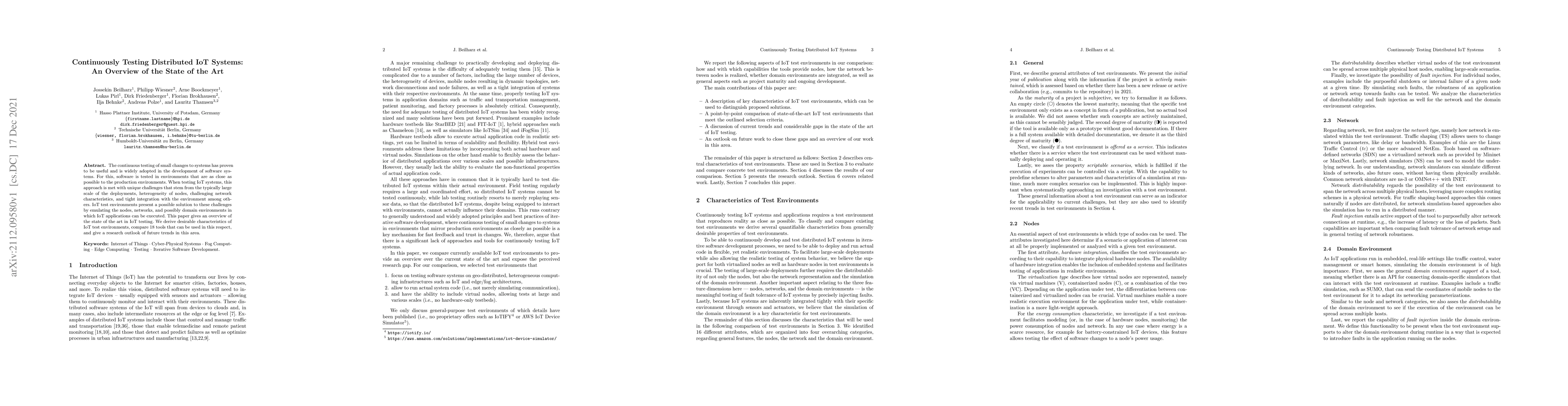 Thumbnail for Continuously Testing Distributed IoT Systems: An Overview of the State
  of the Art
