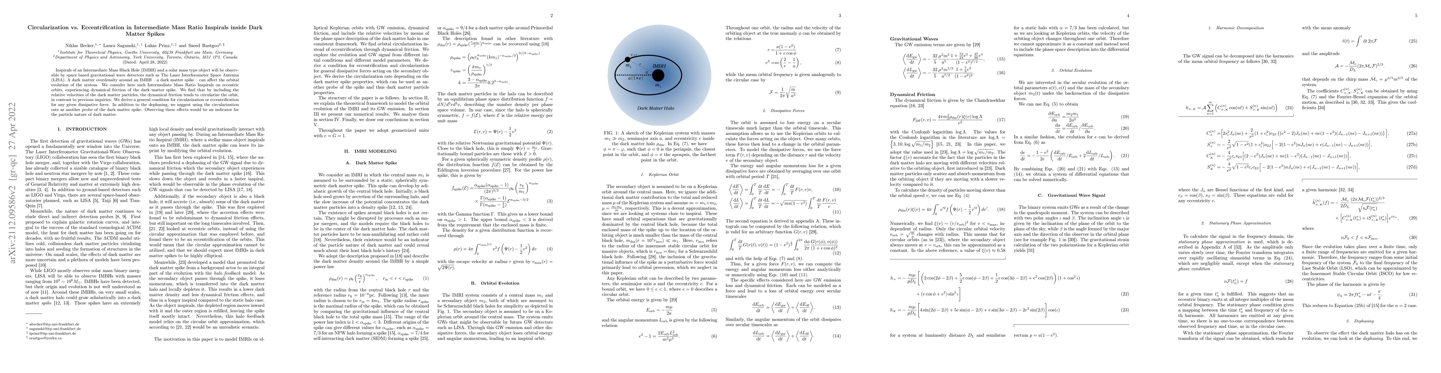 Thumbnail for Circularization vs. Eccentrification in Intermediate Mass Ratio
  Inspirals inside Dark Matter Spikes