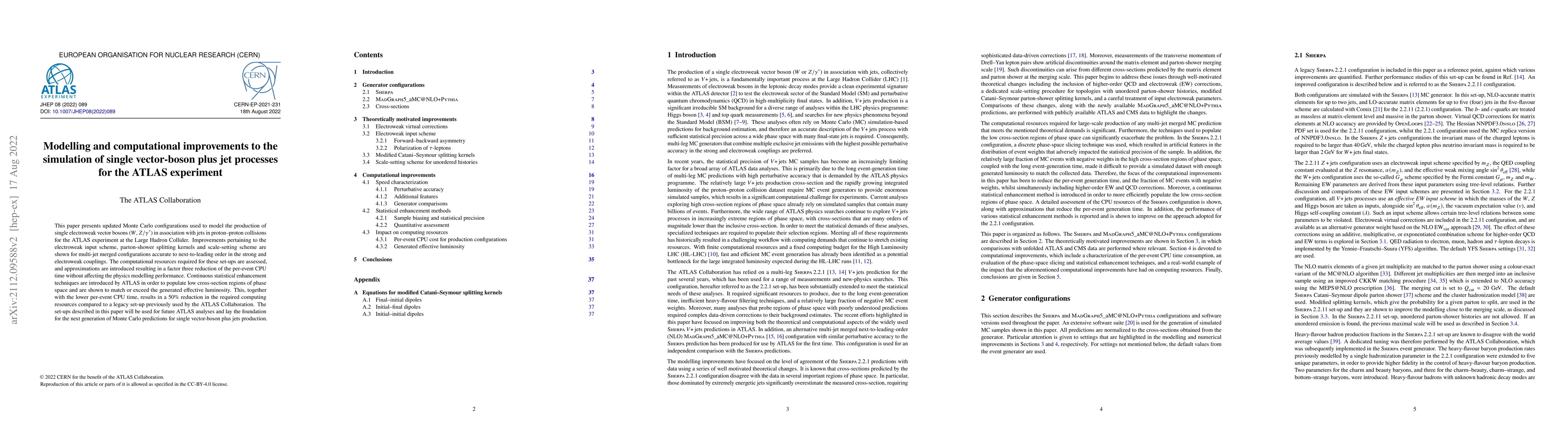 Thumbnail for Modelling and computational improvements to the simulation of single
  vector-boson plus jet processes for the ATLAS experiment