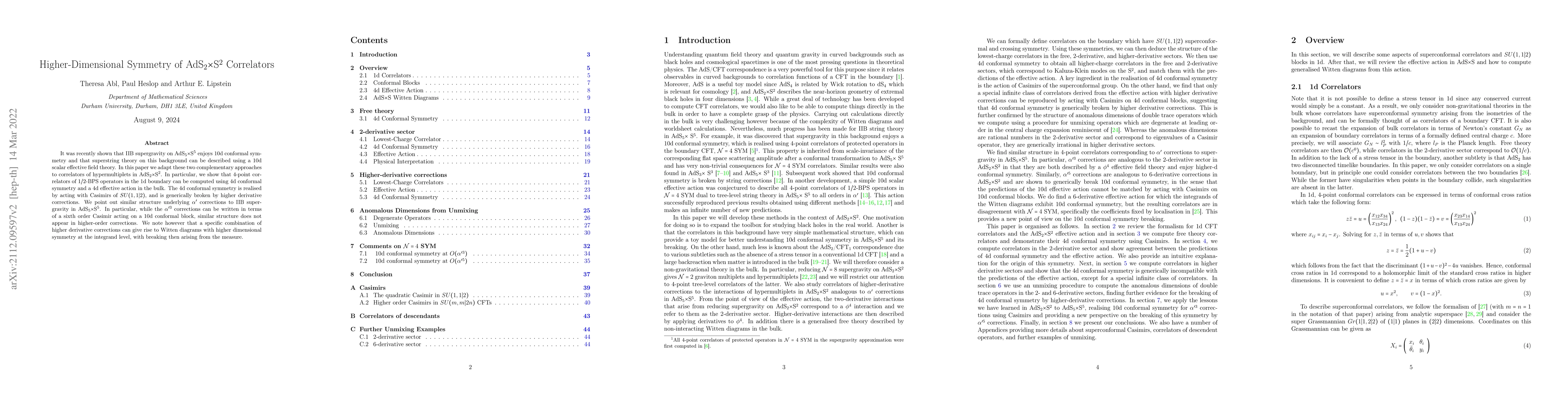 Thumbnail for Higher-Dimensional Symmetry of AdS$_2\times$S$^2$ Correlators