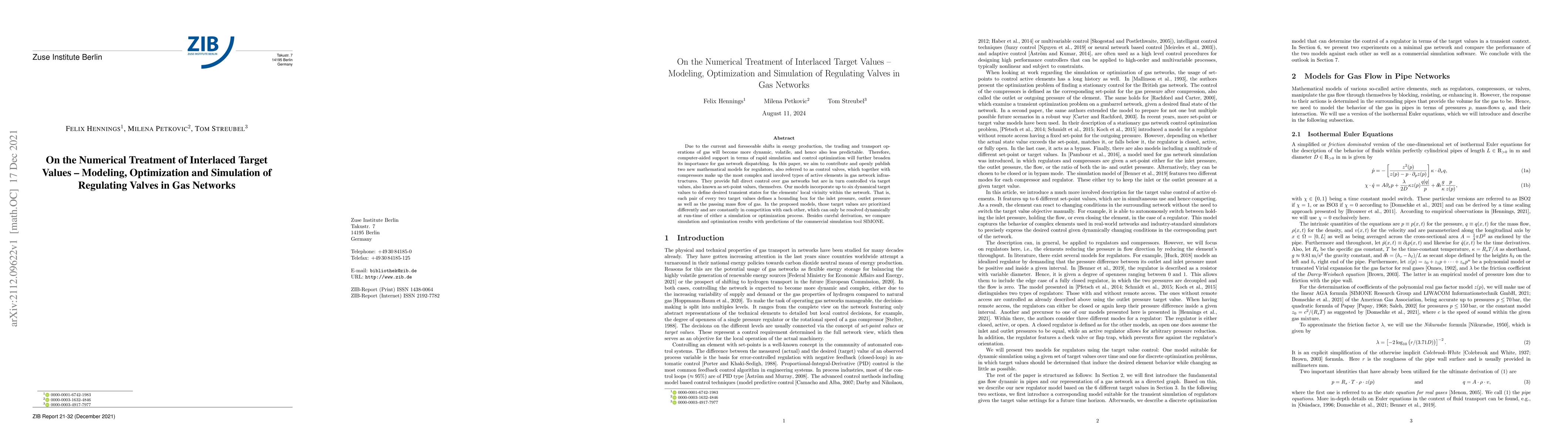 Thumbnail for On the Numerical Treatment of Interlaced Target Values -- Modeling,
  Optimization and Simulation of Regulating Valves in Gas Networks