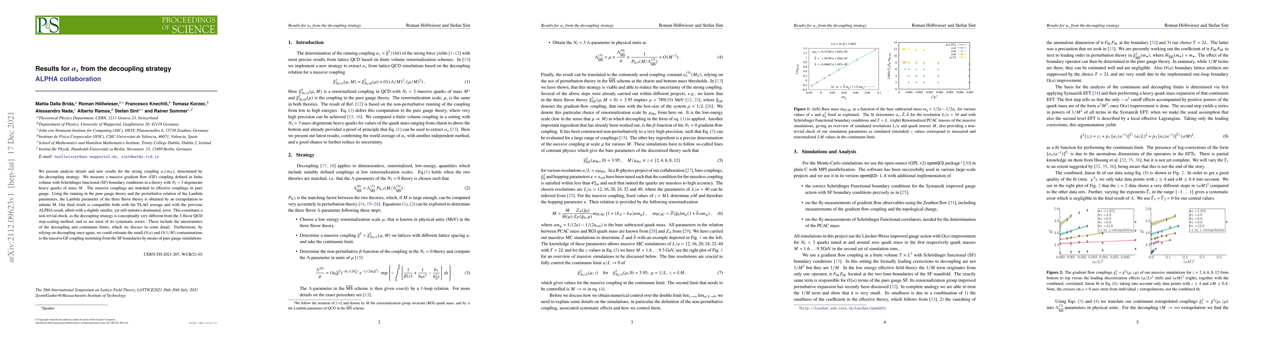 Thumbnail for Results for $\alpha_s$ from the decoupling strategy
