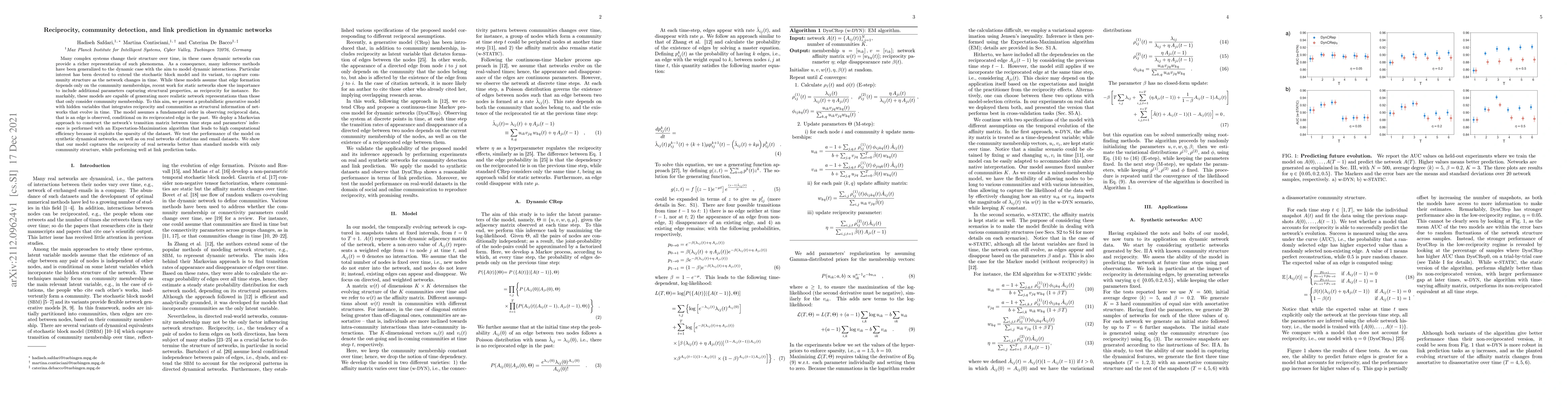 Thumbnail for Reciprocity, community detection, and link prediction in dynamic
  networks