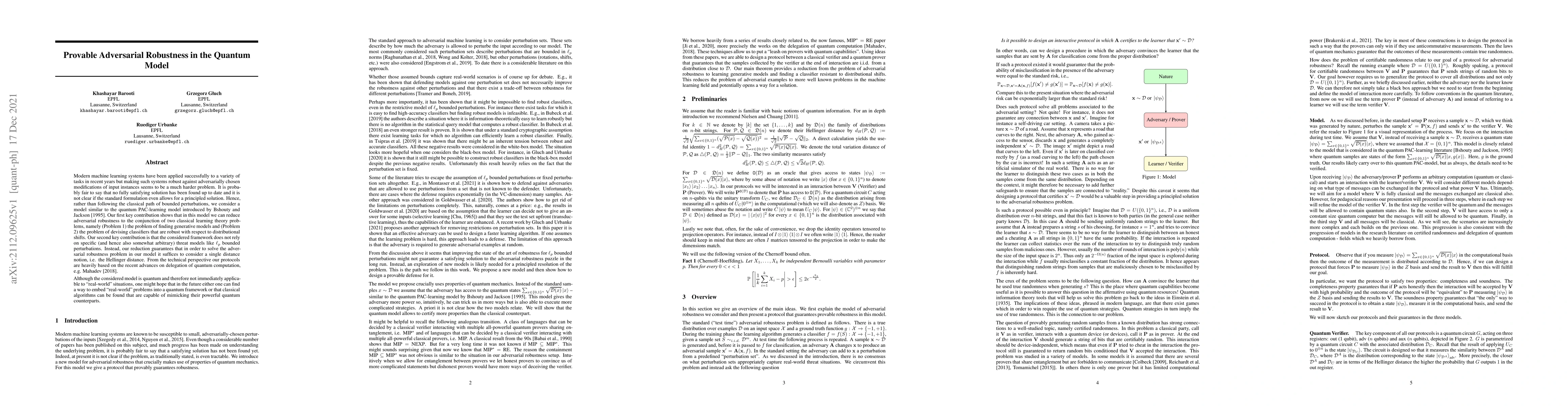 Thumbnail for Provable Adversarial Robustness in the Quantum Model