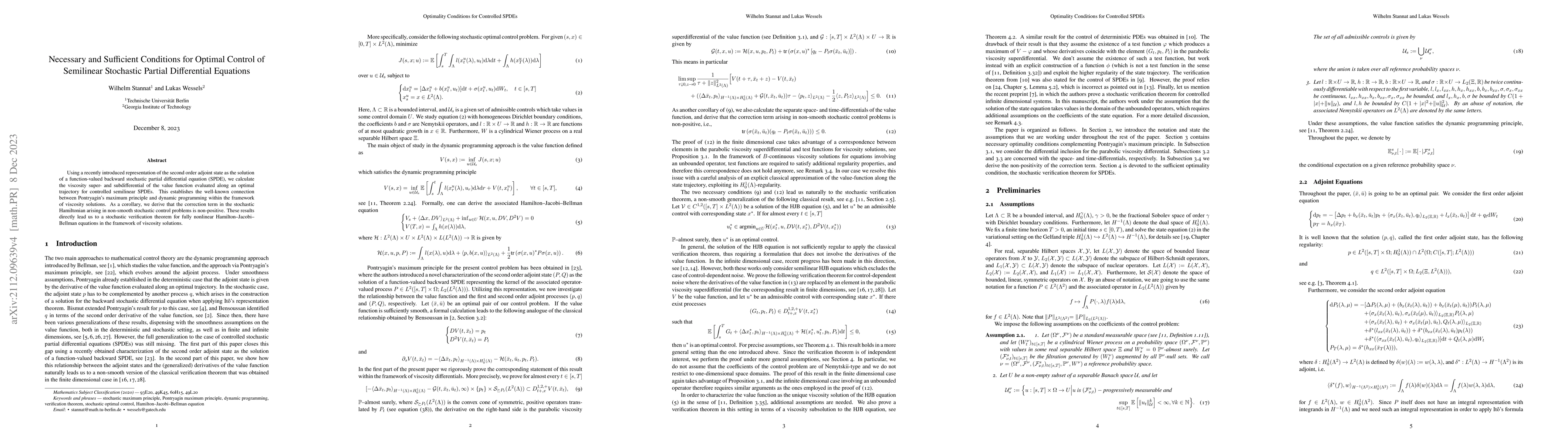 Thumbnail for Necessary and Sufficient Conditions for Optimal Control of Semilinear
  Stochastic Partial Differential Equations