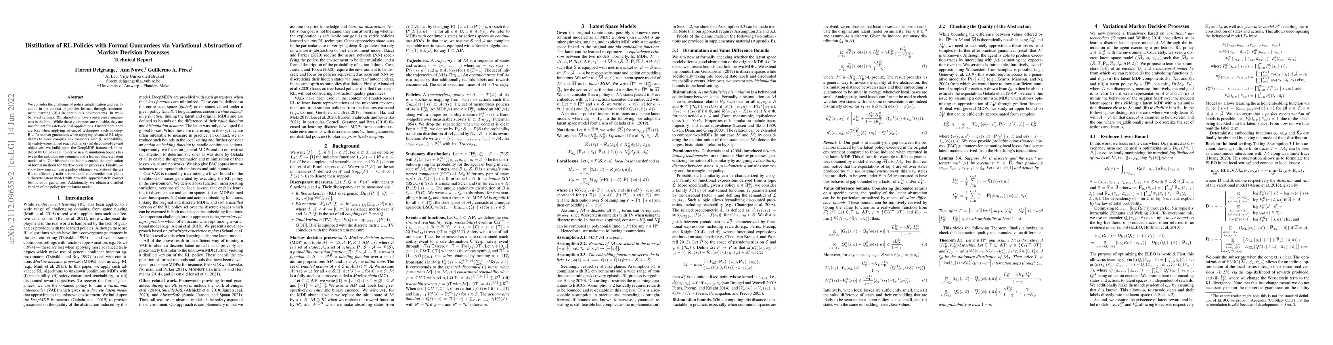 Thumbnail for Distillation of RL Policies with Formal Guarantees via Variational
  Abstraction of Markov Decision Processes (Technical Report)