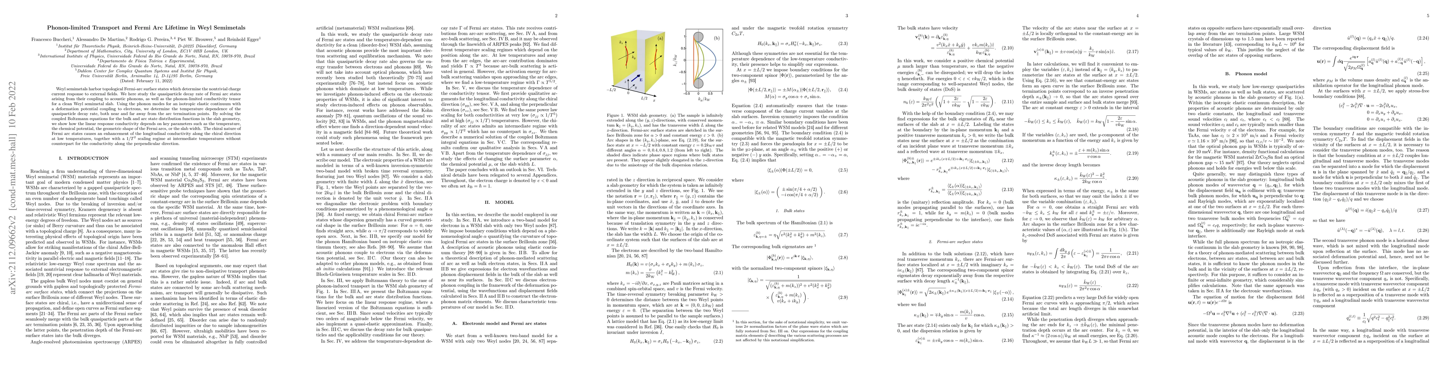 Thumbnail for Phonon-limited Transport and Fermi Arc Lifetime in Weyl Semimetals