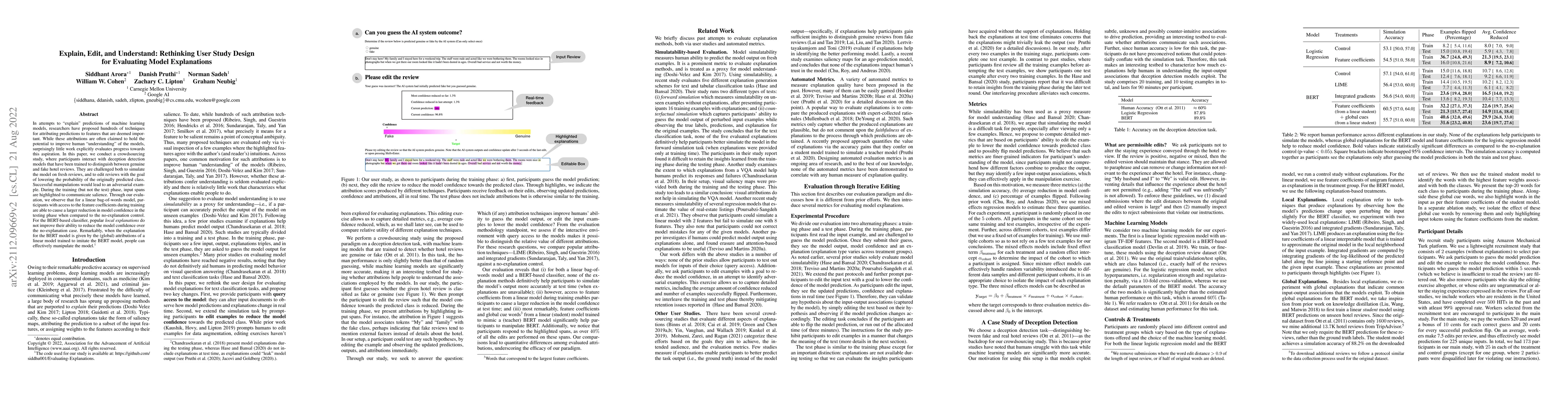 Thumbnail for Explain, Edit, and Understand: Rethinking User Study Design for
  Evaluating Model Explanations